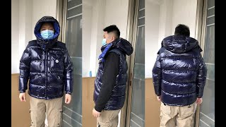 Moncler Karakorum Short Down Jacket Enfant Blue Review [upl. by Aztilem]