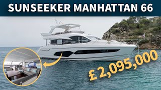 Sunseeker Manhattan 66 quotIVY SEASquot  A Sporty Flybridge Yacht With Plenty Of Space [upl. by Anaic]