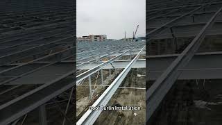 Steel Structure Roof C Purlin Installation [upl. by Kcirednek]