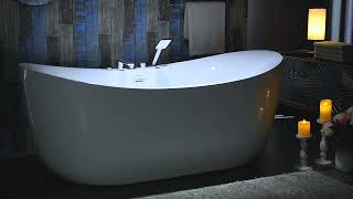 WOODBRIDGE BJ400F0041CH 72quot Whirlpool Water Jetted and Air Bubble Freestanding Heated Bathtub [upl. by Olmstead830]