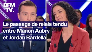 quotSexistequot quotdéputé fantômequot Le passage de relais tendu entre Manon Aubry et Jordan Bardella [upl. by Enelad]