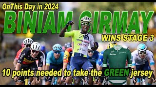 Stage 3 Biniam Girmay wins  can he get the green Jersey TDF 2024 sires [upl. by Groveman]