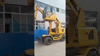 Small excavator wheeled excavator operating platform can be raised and lowered excavatar [upl. by Leanahtan]