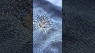 Visible mending of Jeans with running stitches [upl. by Lleddaw993]