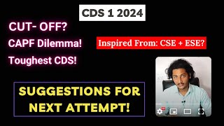 CDS 1 2024 Cutoff amp Suggestions for Next attempt cds2024 [upl. by Aihseken]