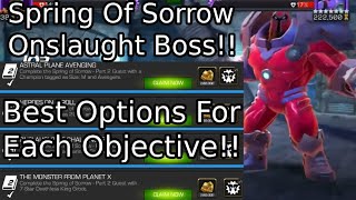 Spring Of Sorrow Part 1 Onslaught Boss All Objectives  Marvel Contest Of Champions [upl. by Vashtee241]