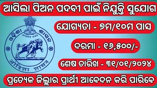 Odisha Govt Peon Post Recruitment 2024  10th Pass Govt Jobs in Odisha  Odisha Job Vacancy 2024 [upl. by Gregson]