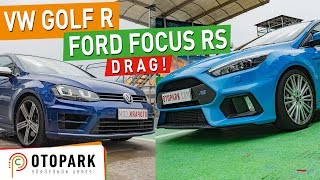 Ford Focus RS vs VW Golf R  DRAG English Subtitled [upl. by Ultima]