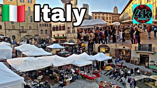 🇮🇹 Italy walking Tour 4k UHD Arezzo Italy Street Bazaar Market 2024 🇮🇹 WalkTour4K [upl. by Yecac614]