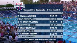 W 200 Backstroke A Final  2014 Phillips 66 National Championships [upl. by Zerep421]