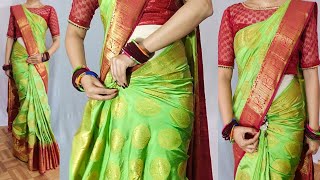 EASY Banarashi silk saree draping hacks and tricks  how to wear silk saree make perfect pleats [upl. by Janenna]