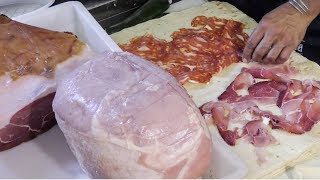 Italy Street Food Piadina Flat Bread with Cheese Ham Salami and more [upl. by Melan]