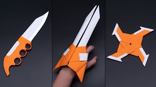 03 Easy Origami Paper Ninja Weapons [upl. by Haianeb]