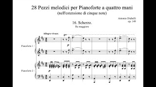 A Diabelli  16 Scherzo from quot28 pezzi melodiciquot for Piano four hands score [upl. by Earlie]