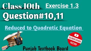 Math Class 10th  Exercise 13Question1011  Science Group  Punjab Textbook Board📚📘 [upl. by Karim]