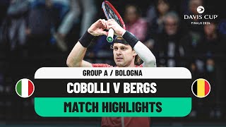 Flavio Cobolli v Zizou Bergs Highlights  Italy v Belgium Davis Cup 2024 Finals Group Stage [upl. by Shela]