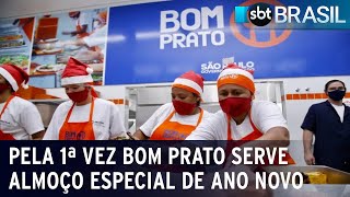 Em São Paulo pela primeira vez Bom Prato serve almoço especial de Ano Novo  SBT Brasil 010124 [upl. by Cindee]