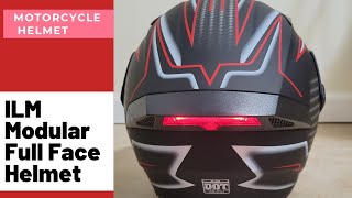 ILM Motorcycle Dual Visor Flip up Modular Full Face Helmet DOT LED Lights  REVIEW amp UNBOXING [upl. by Fesuy]