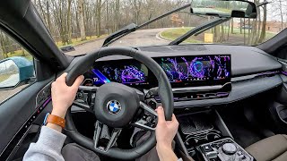 2024 BMW 530i xDrive  POV Rainy Day Drive Binaural Audio [upl. by Annerahs]