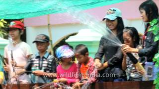 Burmese dance to music as they celebrate Water Festival in Myanmar [upl. by Abby]