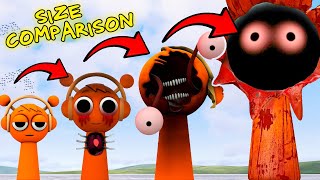 NEW SIZE COMPARISON ALL OREN ORANGE PHASE 4 SPRUNKI SONG in Garrys Mod [upl. by Bertram]