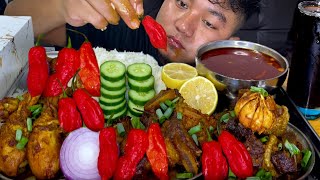 5 KING 👑 CHILLI 🌶🌶🌶🌶🌶 WITH MUTTON BEEF amp CHICKEN DRUMSTICK MUKBANG 🔥🔥🔥 [upl. by Anak630]