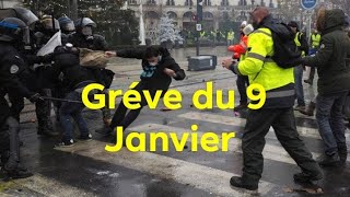 Gréve générale du 9 janvier Paris France direct [upl. by Llevram370]