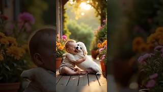 Pure bond ❣️🥰🫶 ytshorts cutebaby viralvideo love babyvideos trendingshorts dogshorts doglove [upl. by Saisoj]