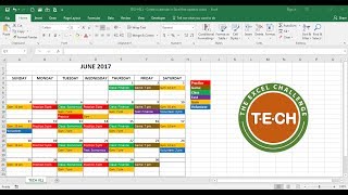 TECH011  Create a calendar in Excel that automatically updates colors by event category [upl. by Orvah]