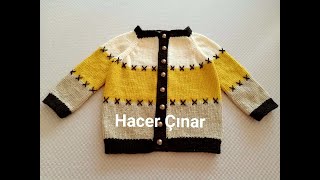 KOLAY RENKLİ ERKEK BEBEK HIRKASI  BABY CARDIGAN knitted vest and cardigan [upl. by Bogey923]