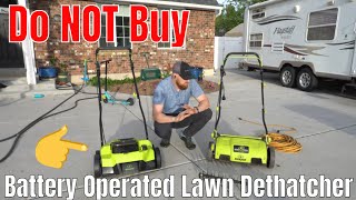 DONT Buy the Battery Operated Dethatcher  Scarifier Sun Joe unboxing Battery VS Corded [upl. by Lan]