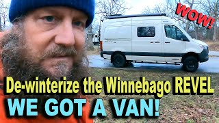 How to Dewinterize the 2021 Winnebago REVEL and take the dog for a walk WE ARE GOING WEST [upl. by Yendic912]