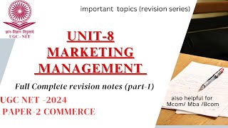 Unit8 marketing management  ugc net jrf free classes [upl. by Kitty]