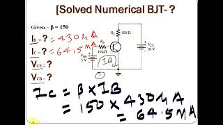 Solved Numerical for a BJT Ib Ic Vce amp Vcb [upl. by Anaderol]