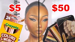 5 vs 50 CHEAP vs EXPENSIVE PORTRAIT Crayola vs Prismacolor [upl. by Enelrahs]