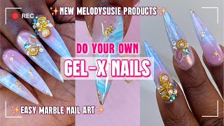 How To GelX Nails At Home  Easy Marble NailsMelodySusieOfficial New EFile amp Dust Collector [upl. by Debbra]