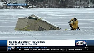 Bobhouse sinks through ice in Moultonborough [upl. by Acemahs45]