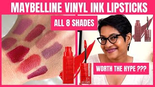 New Maybelline Superstay Vinyl Ink Liquid Lipstick  All 8 Shades Reviews amp Swatches JoyGeeks [upl. by Tuesday]