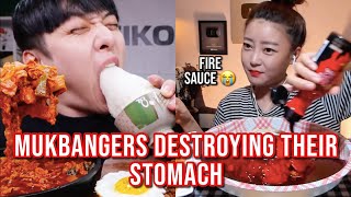 mukbangers DESTROYING their stomachs with spicy food [upl. by Sucam]