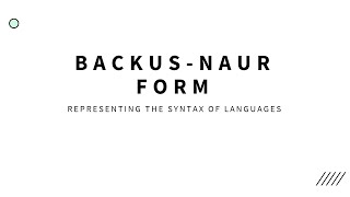 Representing syntax using BackusNaur Form [upl. by Chally]