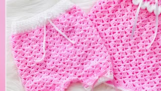 How to crochet baby shorts bloomers or diaper cover EASY CROCHET PATTERN by Crochet for Baby [upl. by Ethelda]