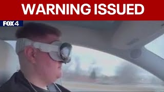 Apple Vision Pro user wears headset while driving using Tesla Autopilot [upl. by Anegue]