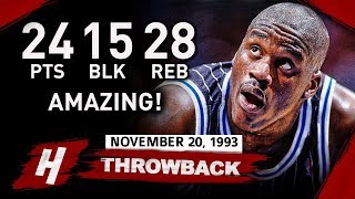 Shaquille ONeal AMAZING TripleDouble Highlights vs Nets 19931120  24 Pts 28 Rebs 15 BLOCKS [upl. by Burkitt]