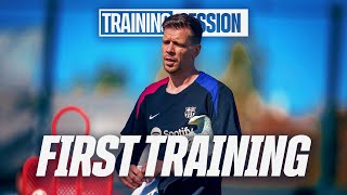 WOJCIECH SZCZESNYs FIRST TRAINING for FC BARCELONA 🔵🔴 [upl. by Nnyla]