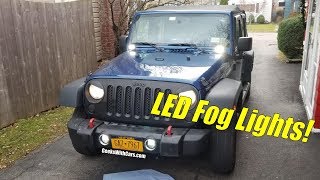 Xprite LED Jeep Wrangler Unlimited Fog Lights Install and Review [upl. by Zebapda]