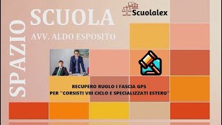 RECUPERO RUOLO I FASCIA GPS PER quotCORSISTI VIII CICLO E SPECIALIZZATI ESTEROquot [upl. by Acirretal140]