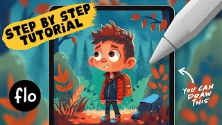 You Can Draw This Storybook Boy Character in PROCREATE  Step by Step Procreate Tutorial [upl. by Adaiha]