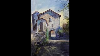 Watercolor painting Step by Step A Tranquil Morning at the Old Stone Housequot [upl. by Purse]