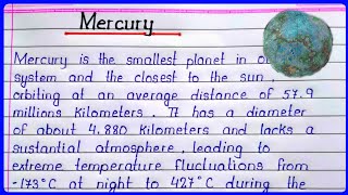 Essay on Mercury in English  Mercury Essay in English  About Mercury  Planet  Mercury  planets [upl. by Tirrej]