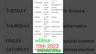 Madhyamik routine 2023 vvmeducation wbbse 10 th class vvmeducation hindimedium [upl. by Sul]